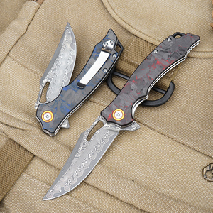 GT-DM026 Coltello Pieghevole Personalizzabile in Acciaio Damasco con Manico in Fibra di Carbonio Coltello Tattico - Product Image 2