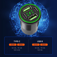 Panneau d'interrupteurs à bascule rouge 2 voies 12V 24V DC avec chargeur USB rapide 4 ports 36W+30W pour voiture, camping-car, yacht, prise de distribution d'alimentation CE ROHS