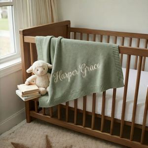Manta Personalizada con Nombre Bordado para Bebé, Tejido de Algodón Suave, Transpirable, para Todas las Estaciones - Product Image 5