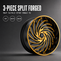 Jantes forgées 3 pièces Gold Turbine Swirl 18x9 5x114.3 ET30 6061 T6 personnalisées à déport profond pour Honda