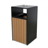 Poubelle rectangulaire extérieure en métal et bois pour usage commercial, parc municipal, collecte des déchets publics, bac de recyclage de rue