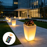 Jardinera LED Cuadrada Decorativa de 50cm, IP65, Recargable, Regulable, Impermeable, para Jardín, Patio, Interior/Exterior