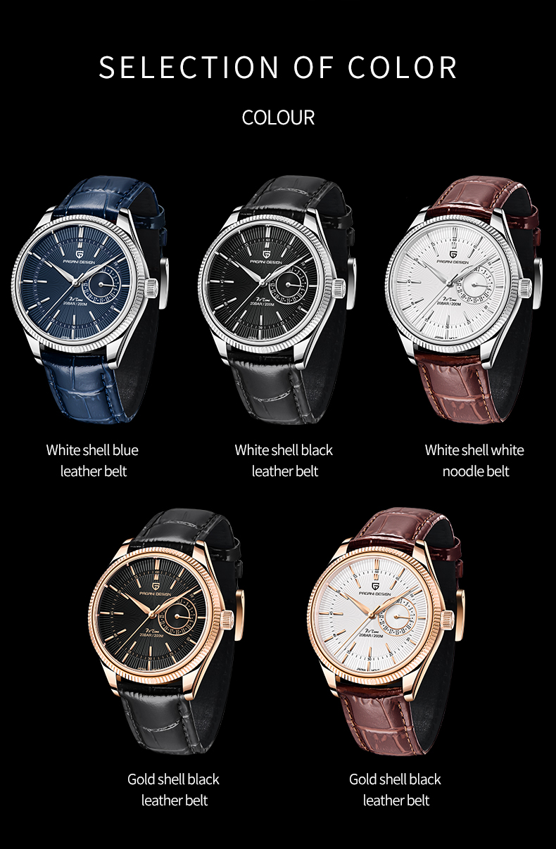 PAGANI DESIGN Top Brand Men Quartz Wristwatches Fashion Sapphire Glass Business Watches Waterproof Genuine Leather Watches