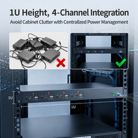 4CH Unidirectional4K60 HDMI Fiber Optic Extender 1U Rackmount KVM Audio 20KM SM Optical Video Converter untuk Penyiaran