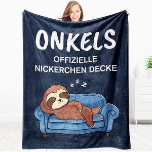 Dark Blue Sloth Couch Flannel Blanket <b>Throw</b> Blanket Nap Blanket <b>Super</b> <b>Soft</b> Machine Washable for Winter Warmth Custom Print - Product Image 1