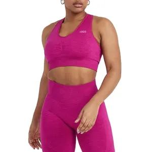 Top Rated OEM Custom Service Gym Wear Fitness High Impect Halter Back Neck Seamless Sports Bra For Women