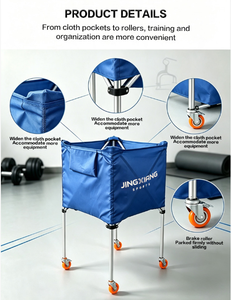 Chariot à roulettes portable pour ballons de sport – Équipement d'entraînement en gros pour le basketball, le football, le volley-ball, le tennis – Panier roulant pour ballons - Product Image 2