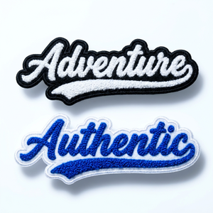 Toppa Personalizzata in Ciniglia con Lettere Termoadesive per Giubbotti da Baseball, Etichette per <span class=keywords><strong>Abbigliamento</strong></span>, 100% Controllato QC, Design Personalizzato, MOQ Basso - Product Image 1