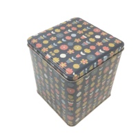 Boîte alimentaire carrée en fer blanc, emballage personnalisé, boîtes à biscuits imprimées 130x130x147mm