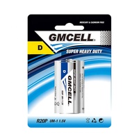 Batería de zinc-carbono GMCELL 1.5V R20P D de alta resistencia, certificada CE, 2 años de vida útil, para electrodomésticos y uso doméstico, venta al por mayor.