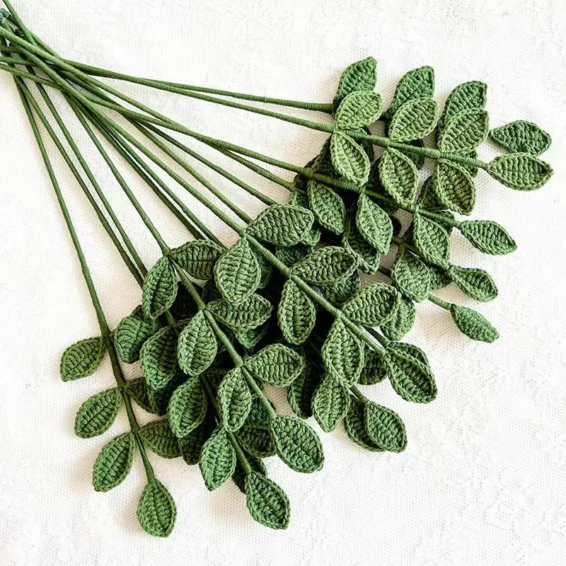 Artificial Flower Simulation Eucalyptus Leaf Timeless Handmade Crochet Artificial Eucalyptus Leaf Decor Home Supplies