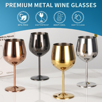 Flûtes à champagne et verres à vin rouge de luxe en acier inoxydable doré, durables, 530 ml, pour hôtels et mariages