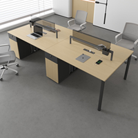 Ensemble de chaises de bureau commerciales de luxe MEKIA, bureau d'ordinateur moderne avec cadre en acier PVC, poste de travail pour 4 personnes, table longue