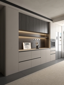 <span class=keywords><strong>Buffet</strong></span> mural flottant avec lampe à capteur d'induction pour espace de vie et salle à manger combinés dans un condo de luxe léger - Product Image 3