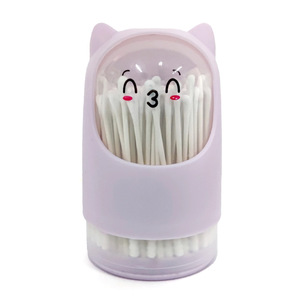 <span class=keywords><strong>Coton</strong></span>-tiges pour bébé dans une boîte rotative en forme d'ours mignon. Ces cotons-tiges sont de style dessin animé, jetables et à double extrémité. - Product Image 3