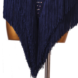 Robe de <span class=keywords><strong>Danse</strong></span> Latine Scintillante pour Compétition, Sexy, Dos Nu, à Franges, pour <span class=keywords><strong>Jive</strong></span> et Three Step, Bleu Marine, pour Femme, Robe de Performance Latine - Product Image 5