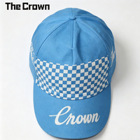 Casquette de cyclisme en nylon imprimée avec logo personnalisé, motif damier, à visière courte, vente en gros, fabricant