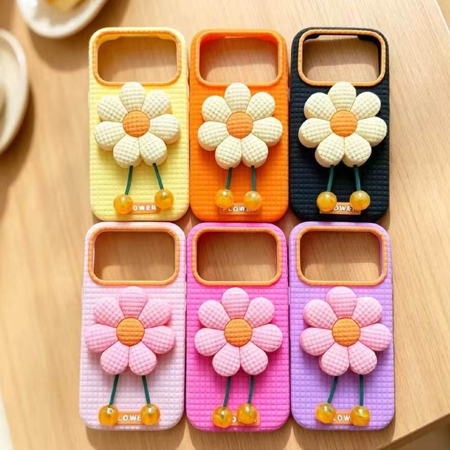 BAILI Factory New 3D Dimensional Silicone Phone Cases for iPhone 12 Pro Weave Flower Strip Stand Cute Girl Mobile Phone Cover