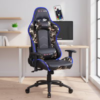 Fauteuil de Gaming 4D Moderne et Minimaliste avec Accoudoirs et Repose-Pieds Convertibles, Éclairage RGB Cool, Télécommande, Siège Exécutif Haut de Gamme en Synthétique