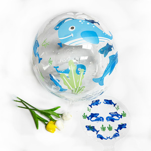 Pallone Luminoso a Forma di Balena Blu e Verde, 24 Pollici, Stampa Fronte-Retro, per Inverno 0-15 Gradi, Palloncino Volante Luminoso - Product Image 1