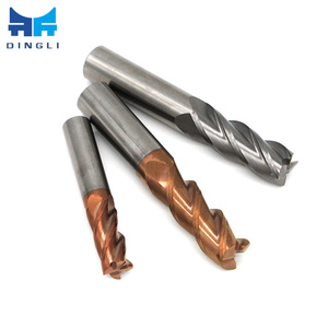 Fresa de carburo de tungsteno HRC55 de 150 mm de longitud, 4 filos, con revestimiento de bronce TiAlN para trabajar metales - Product Image 1