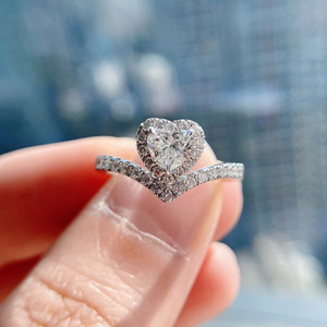 Anello a Cuore con Zirconi per Donne, Regolabile, Elegante, per Proposta di Matrimonio, Gioiello di Moda - Product Image 3