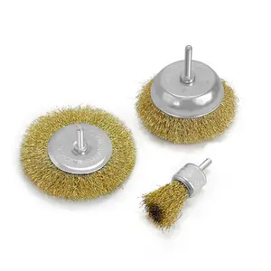 High efficiency Good quality 6mm shaft polishing steel wire brush head for Rust removal