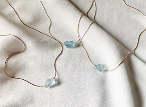 <span class=keywords><strong>Collana</strong></span> LS-A2643 con Cristallo di <span class=keywords><strong>Acquamarina</strong></span> Naturale Grezza, Gioiello con Pietra Portafortuna di Marzo - Product Image 3
