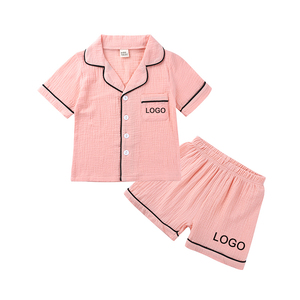 <span class=keywords><strong>Pigiami</strong></span> Estivi Personalizzati in Cotone e Lino per Bambini, Unisex, Tinta Unita, Manica Corta, Set Pigiama per Ragazzi e Ragazze, Vendita all'Ingrosso - Product Image 6