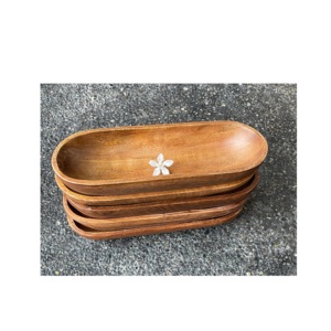 Grandes bols ovales modernes en bois faits à la main, qualité export, pour usage domestique, hôtelier et de restauration, marque RMW, fournisseur indien - Product Image 1