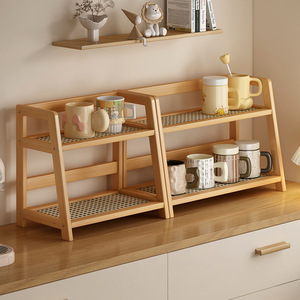 Étagère de rangement de bureau YUANJIN à 2 niveaux en bois pour la cuisine et le bureau - Product Image 1