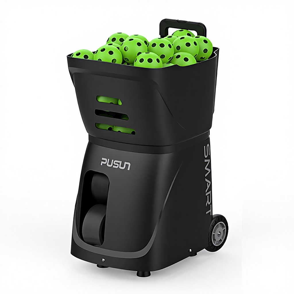 PUSUN Portable PP-Smart Pickleball Launcher Dual-Control Via App Remote 80+ Balls Capacity Applicable to Individual Sports