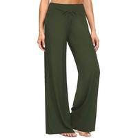 Pantalon large personnalisé pour femme, taille haute, imprimé, respirant, devant plat avec poches, cordon de serrage plat
