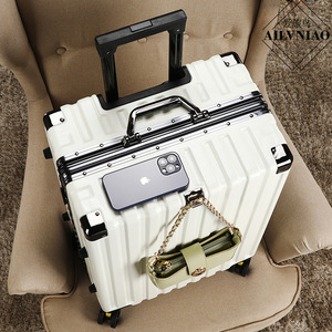 Maleta con marco de aluminio Ailevniao de 20 pulgadas, equipaje de mano con ruedas giratorias de gran capacidad y cerradura para viajes - Product Image 1