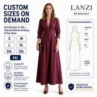 Robe longue sur mesure pour femme, col plongeant, taille ajustée, grandes tailles, usine de vêtements OEM ODM