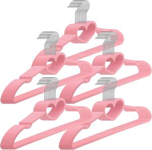 Perchas para Ropa de Niños Pequeños, de Terciopelo Rosa, Multifuncionales, Antideslizantes, con Ganchos de Acero Inoxidable, Diseño Delgado y Ligero con Estrellas - Product Image 1