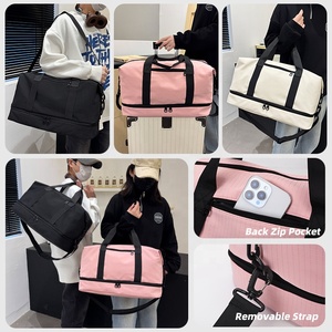 격자 무늬 옥스포드 분리형 스트랩 6 색 Bolsa De Viaje 대용량 드라이 습식 신발 포켓 여성 체육관 여행 더플 요가 스포츠 가방 - Product Image 5