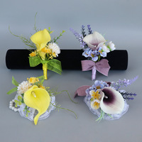 Corsage réaliste en plastique fait main, fleur de Calla pour mariage, boutonnière de marié, fleur de poignet pour mariée et demoiselle d'honneur, vente en gros