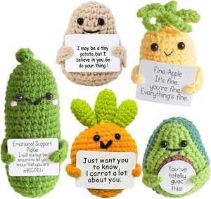 Muñeca de Ganchillo Positiva, Regalo de Apoyo Emocional, Muñecas Tejidas de Frutas y Verduras con Tarjeta Positiva - Product Image 2