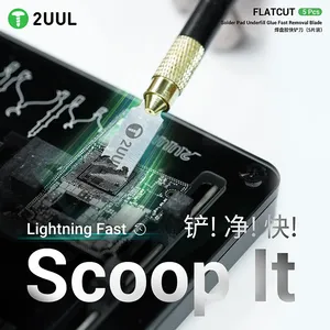2UUL FLATCUT DA28 Grattoir <span class=keywords><strong>de</strong></span> tampon à souder 5 pièces pour réparation <span class=keywords><strong>de</strong></span> téléphone portable Carte mère IC Tampon à souder Chip Glue Removal Scraper Core Tool - Product Image 5