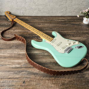 Sangle de Guitare Réglable en Cuir Véritable Personnalisée Style Classique Portable pour Basse Acoustique et Électrique CF6013 avec Rivets de Luxe - Product Image 1