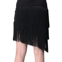 Jupe de danse latine à franges pour femme, taille élastique extensible, ourlet irrégulier, tenue de danse moderne pour Salsa et Samba