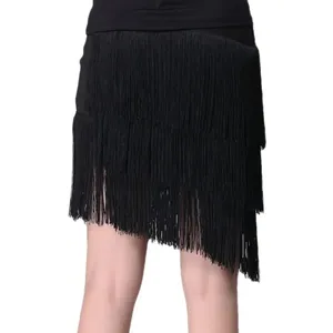 Falda de Baile Latino con Flecos <span class=keywords><strong>para</strong></span> <span class=keywords><strong>Mujer</strong></span>, Cintura Elástica, Dobladillo Irregular, <span class=keywords><strong>para</strong></span> Salsa, Samba y Baile Moderno - Product Image 2