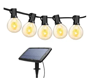 Bán Hot Bán Buôn Giáng Sinh 25Ft G40 <span class=keywords><strong>Globe</strong></span> Glass LED Năng Lượng Mặt Trời Chuỗi Ngoài Trời Đèn Dây - Product Image 1