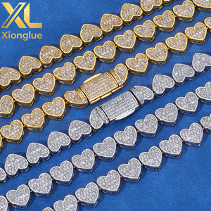 European and American Cross-border 8mm Flip Cover Button <b>love</b> Chain Hip Hop Jewelry Niche Simple Accessories Men's Zirconia - Product Image 6