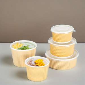 Bol à soupe en papier ondulé jetable personnalisé à prix abordable, de qualité alimentaire, isolé thermiquement, avec couvercle en PP - Product Image 1