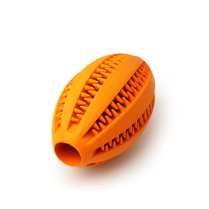 <b>Dog</b> Chew Toy Teeth Cleaning Rugby <b>Ball</b> Orange Medium Size Teething Pet Toy - Product Image 2