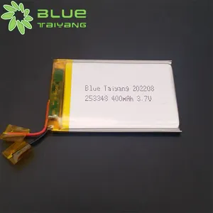 Batteria ricaricabile lipo ultra sottile da 2.5mm di spessore 3.7v batteria lp 253348 1.48wh 3.7v 400mah batterie 3.7v 400mah per GPS