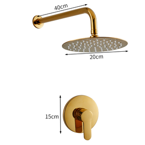 Ensemble de douche mural moderne doré en gros, avec sortie supérieure en acier inoxydable 304, optionnel 8-16 pouces, en laiton mural - Product Image 4