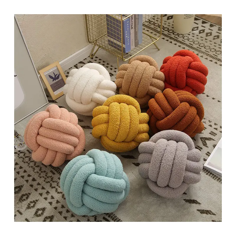 China Supplier Soft Knot Ball Pillow Velvet Round Throw Pillow Decorative Knot Pillow For Home Decor